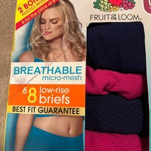 NWT Fruit OF The Loom Women Breathable Cotton-Mesh Briefs Underwear Random Color